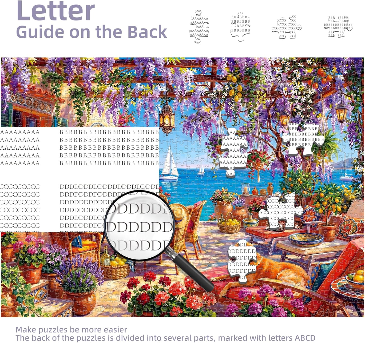 Coastal Terrace Flowers Puzzles for Adults 1000 Pieces, 1000 Pieces Floral House Porch Puzzles with Dog for Adults, Impossible Hard Fun Challenging Landscape Scenery Jigsaw Puzzles for Adults
