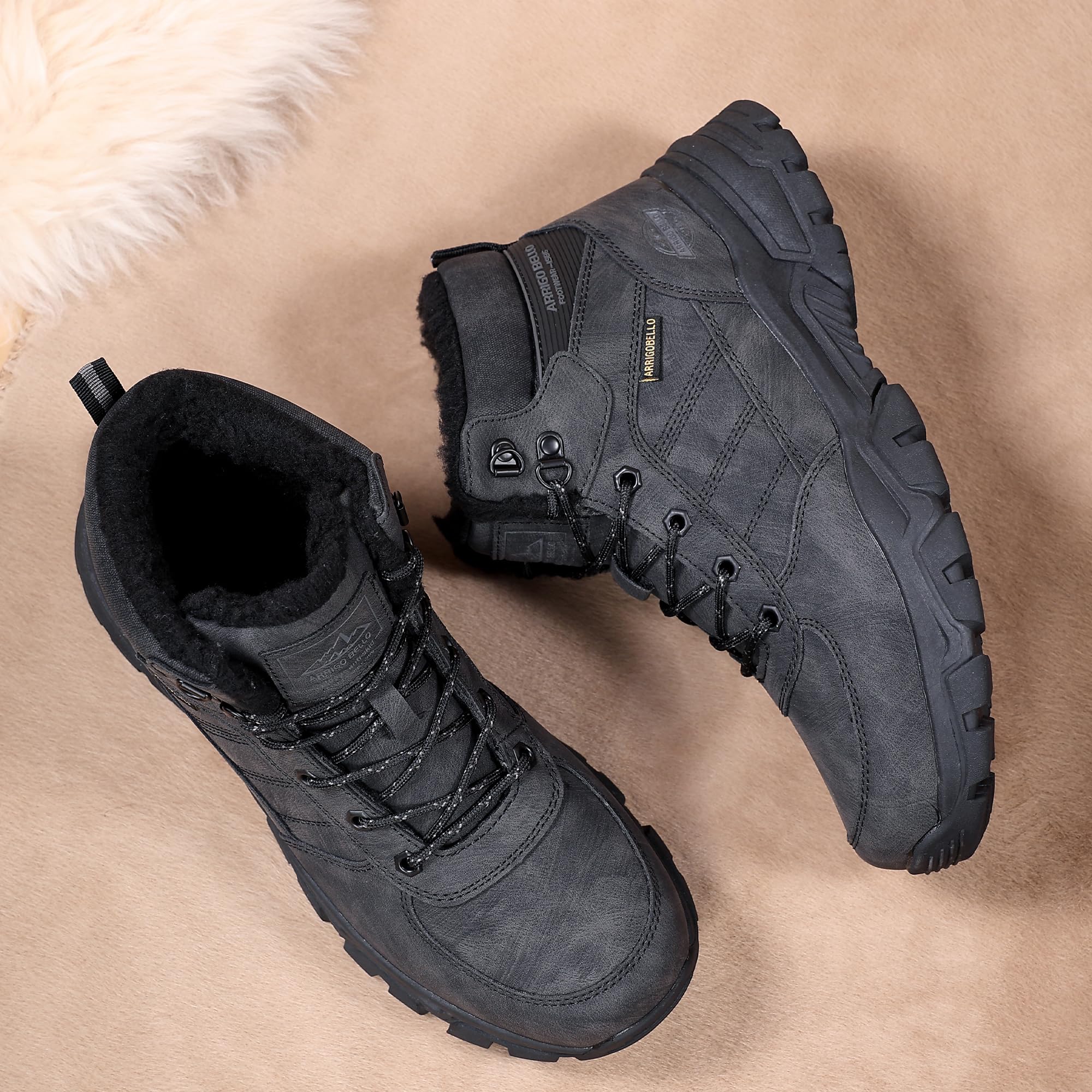 ARRIGO BELLO Stivali Uomo Invernali Scarpe Invernale Scarponcini Neve Stivaletti Antiskid Caldo Trekking Montagna Boots Taglia 41-46