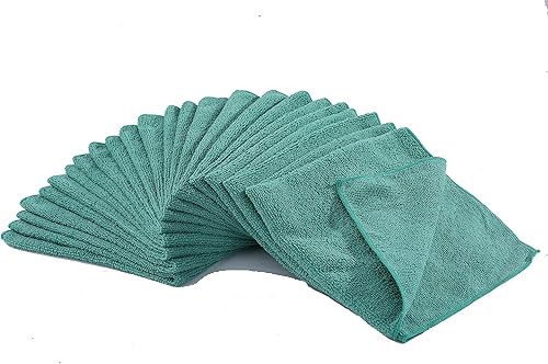 Miniatura 5 de DRI Paquete de 12 paños de limpieza de microfibra extra gruesos profesionales, color verde (16 pulgadas x 16 pulgadas, 300 GSM, microfibra multiusos