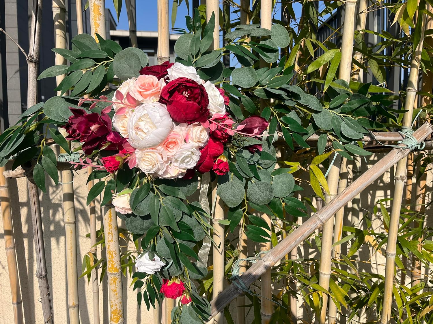 Wedding Decor Welcome Sign Wedding Arch Flowers Swags Decorative Swags Artificial Flowers for Decoration Peony Flower Swag for Wedding Decor 2 Pcs (red)