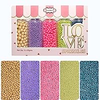 Vista 13 de Confect White Pearl Sprinkles Valentines Sprinkle Mezcla comestible de perlas blancas y dragees Sprinkles y bolas de disco congeladas