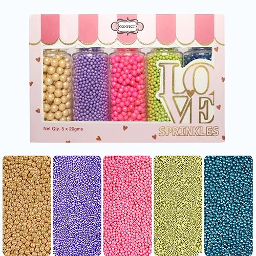 Miniatura 13 de Confect White Pearl Sprinkles Valentines Sprinkle Mezcla comestible de perlas blancas y dragees Sprinkles y bolas de disco congeladas
