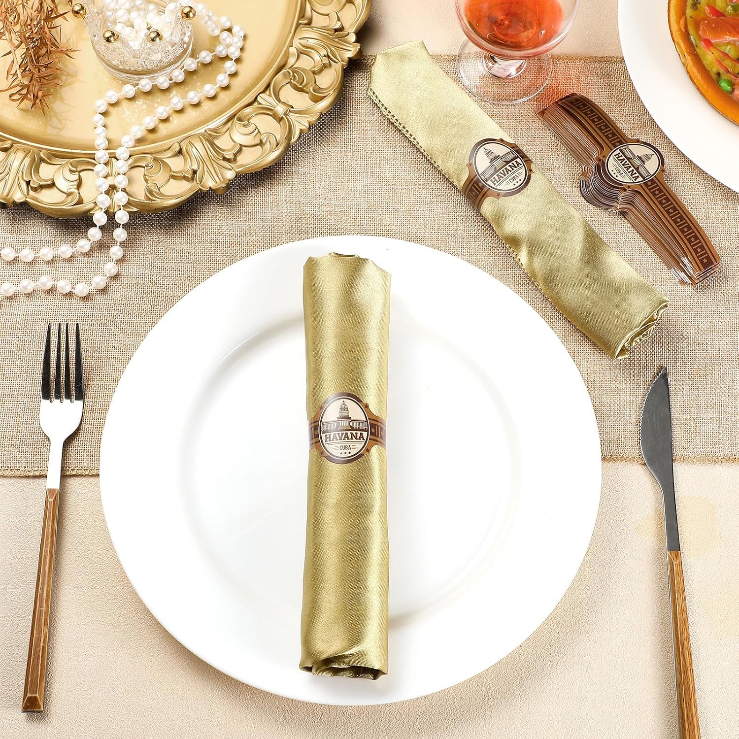 Cuban Wrapper Napkin Rings Tableware Wraps Bands, 48 Pcs