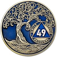 Vista 257 de Medallón AA de 5 años – Árbol de la Vida trenzado chapado en oro AA Chip de recuperación – morado