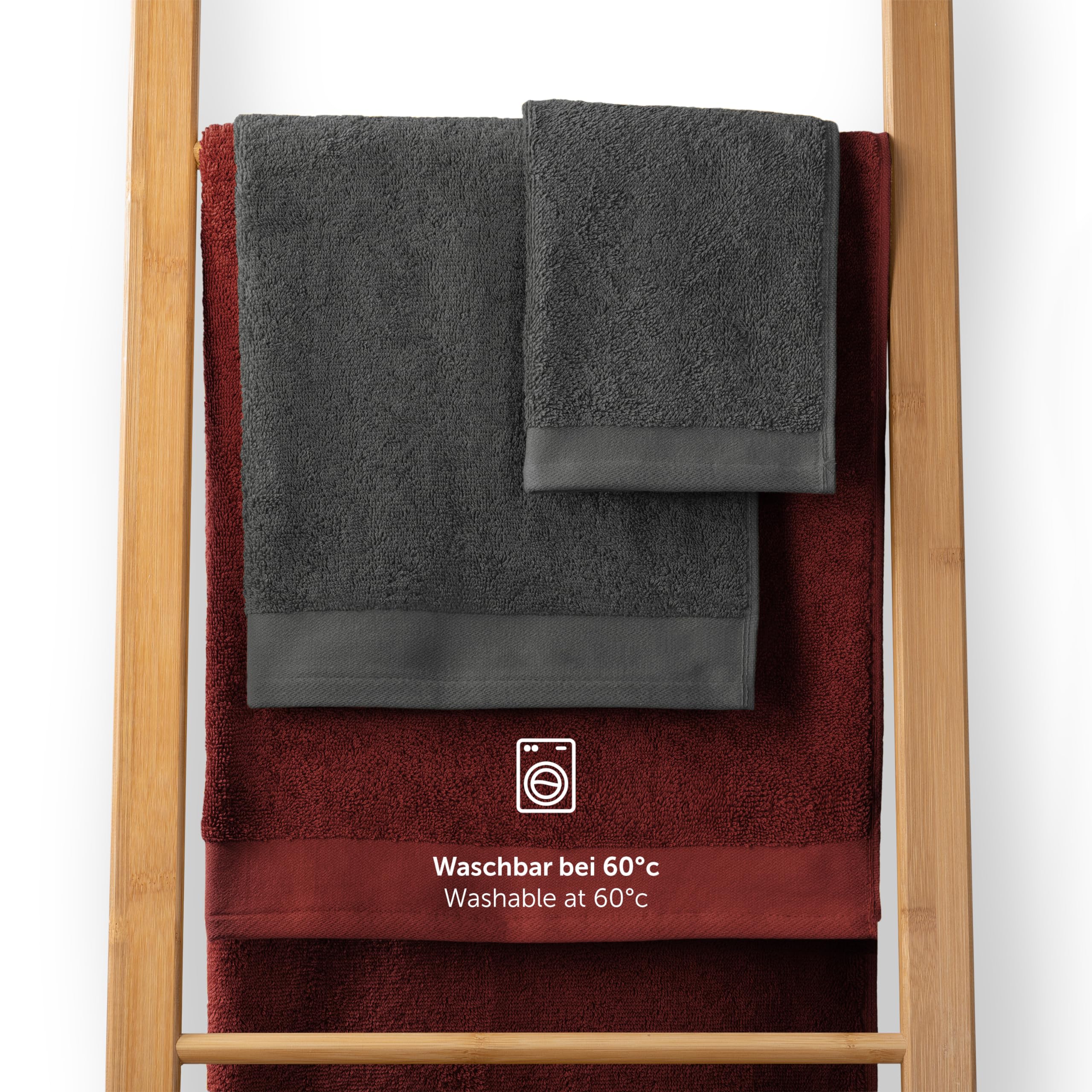 Blumtal Lot de 2 Serviettes de Sauna 80x200cm Premium - Serviette de Sauna Certifié Oeko-TEX, 100% Coton, éponge XXL - Extra Doux et Absorbant, Anthracite - Auro