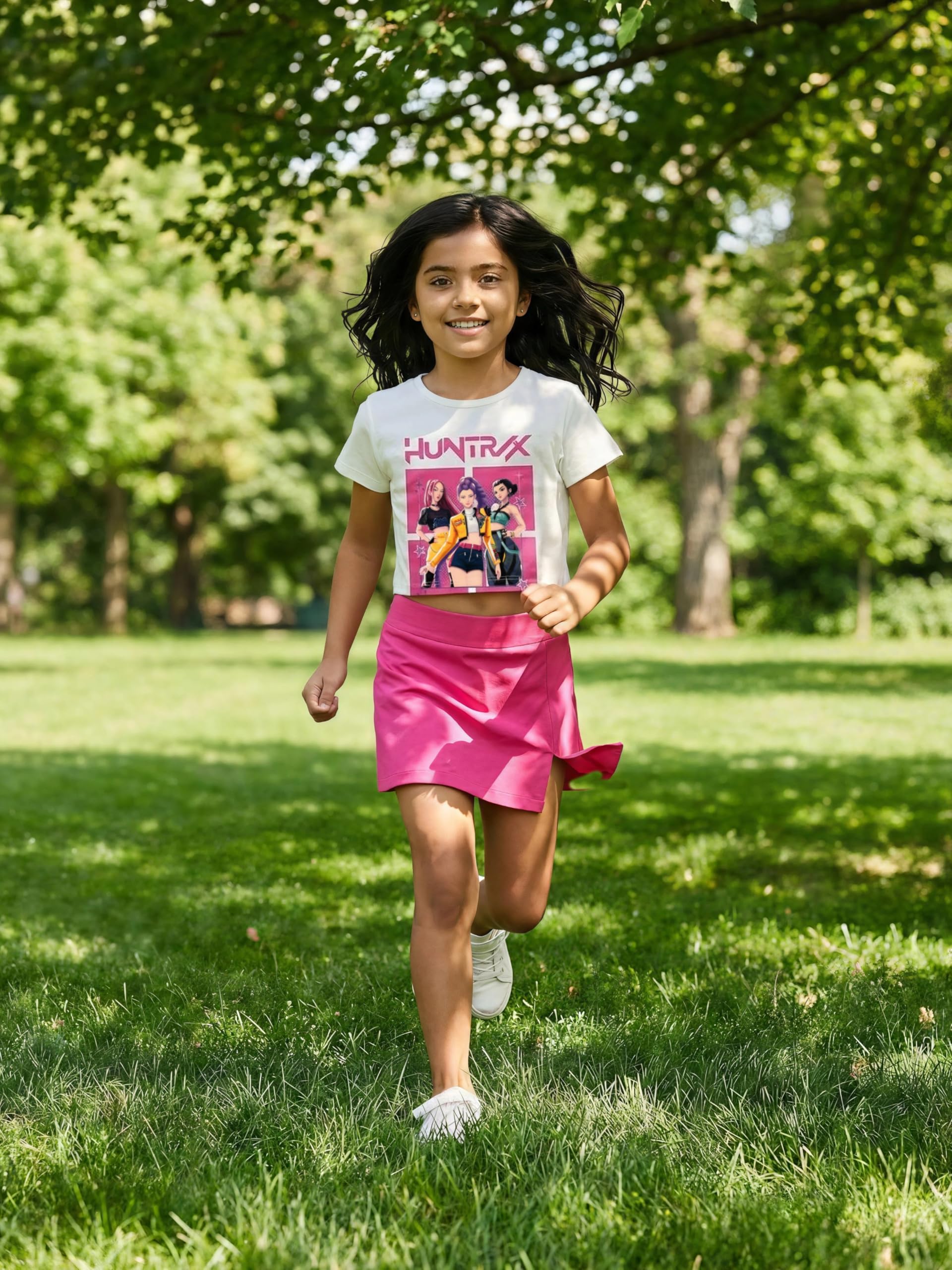 Conjunto K-Pop Niña Camiseta Crop Manga Corta y Falda Pantalón. Moda Anime Infantil. Conjunto Idol Coreano. Conjunto de Verano para Niñas de 4 a 14 Años — view 4