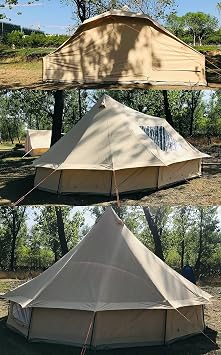 Star Gazing Tent 4 Season Canvas Glamping Yurt Tent with Wood Stove Hole and Skylight for 6-8 Person Camping Hunting