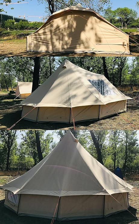 Star Gazing Tent 4 Season Canvas Glamping Yurt Tent with Wood Stove Hole and Skylight for 6-8 Person Camping Hunting