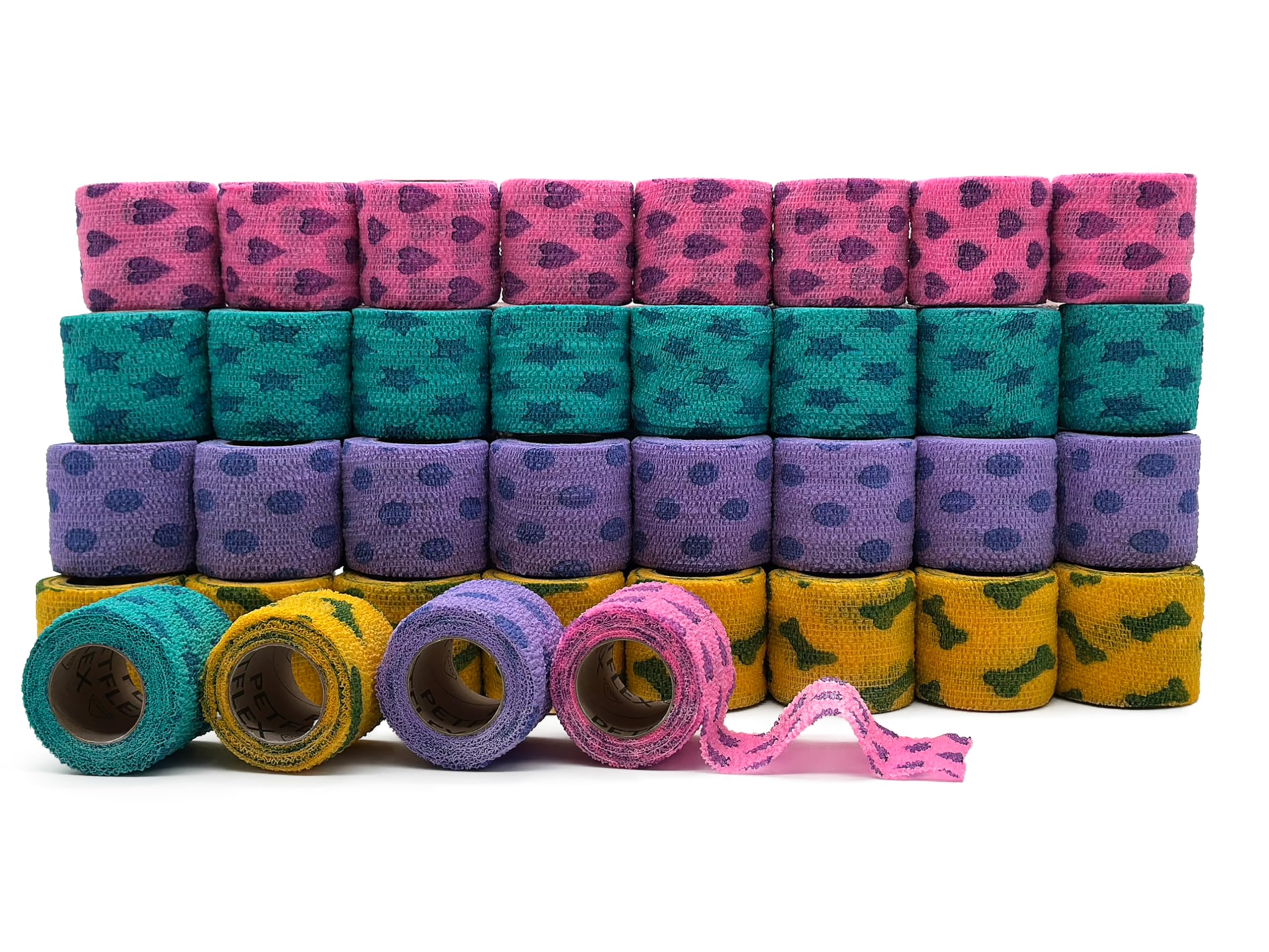 OVIK Health Petflex Pet Pack – Flexible Self-Adhesive Bandage for Wound Care – First Aid Wrap for Small Animals Like Dogs, Cats, &amp; Other House Pets - 2 inch, 36 Rolls