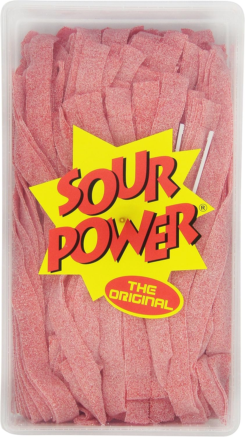 Sour Power Candy Belts, Strawberry Belts, 150Count Tubs, 42.3 Ounce