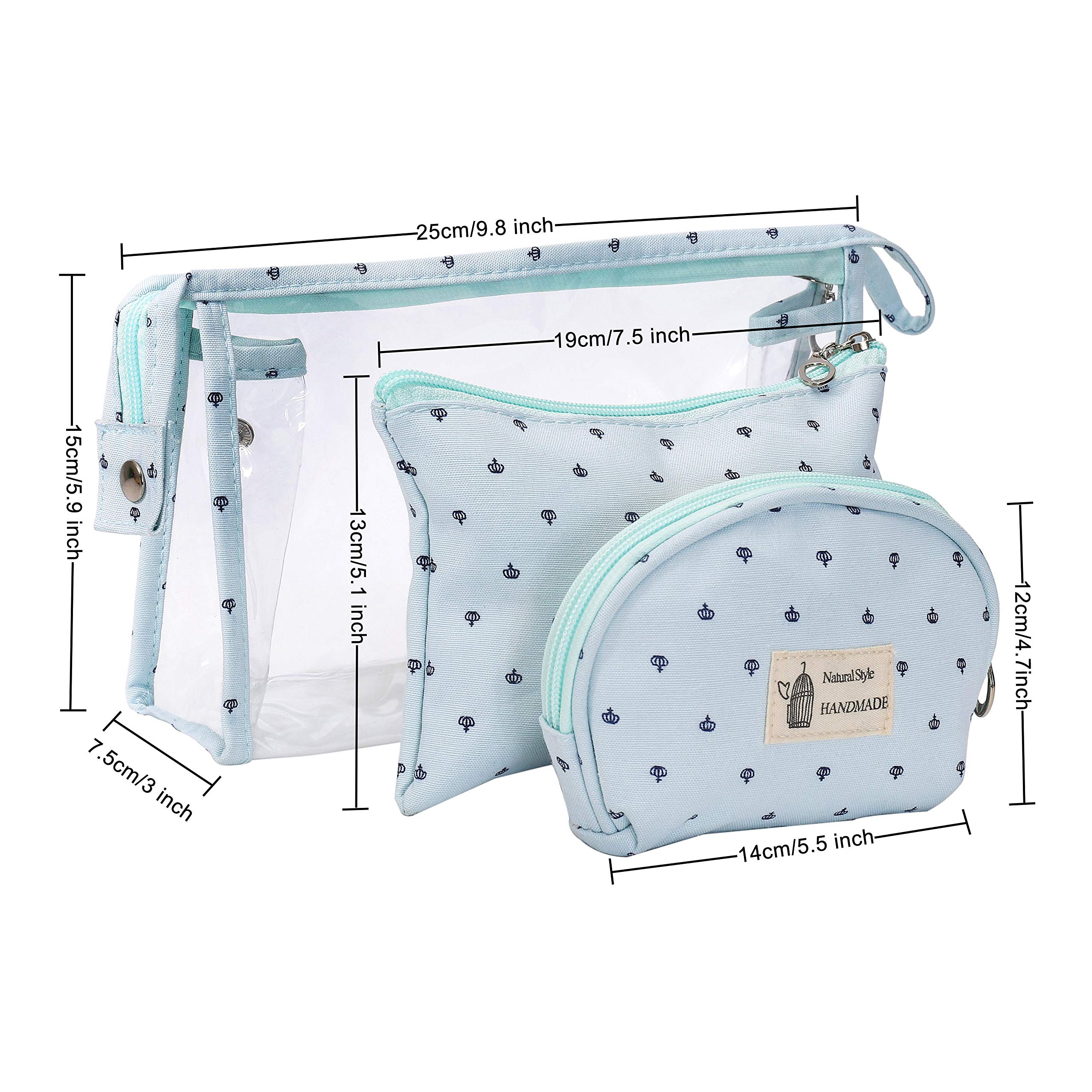 Borse Cosmetiche da Viaggio, Impermeabile Custodia per Trucco Trasparente da Toeletta, 3PCS Organizzatore Beauty Case in Plastica con Cerniera, Piccolo Portafoglio Regalo per le Donne