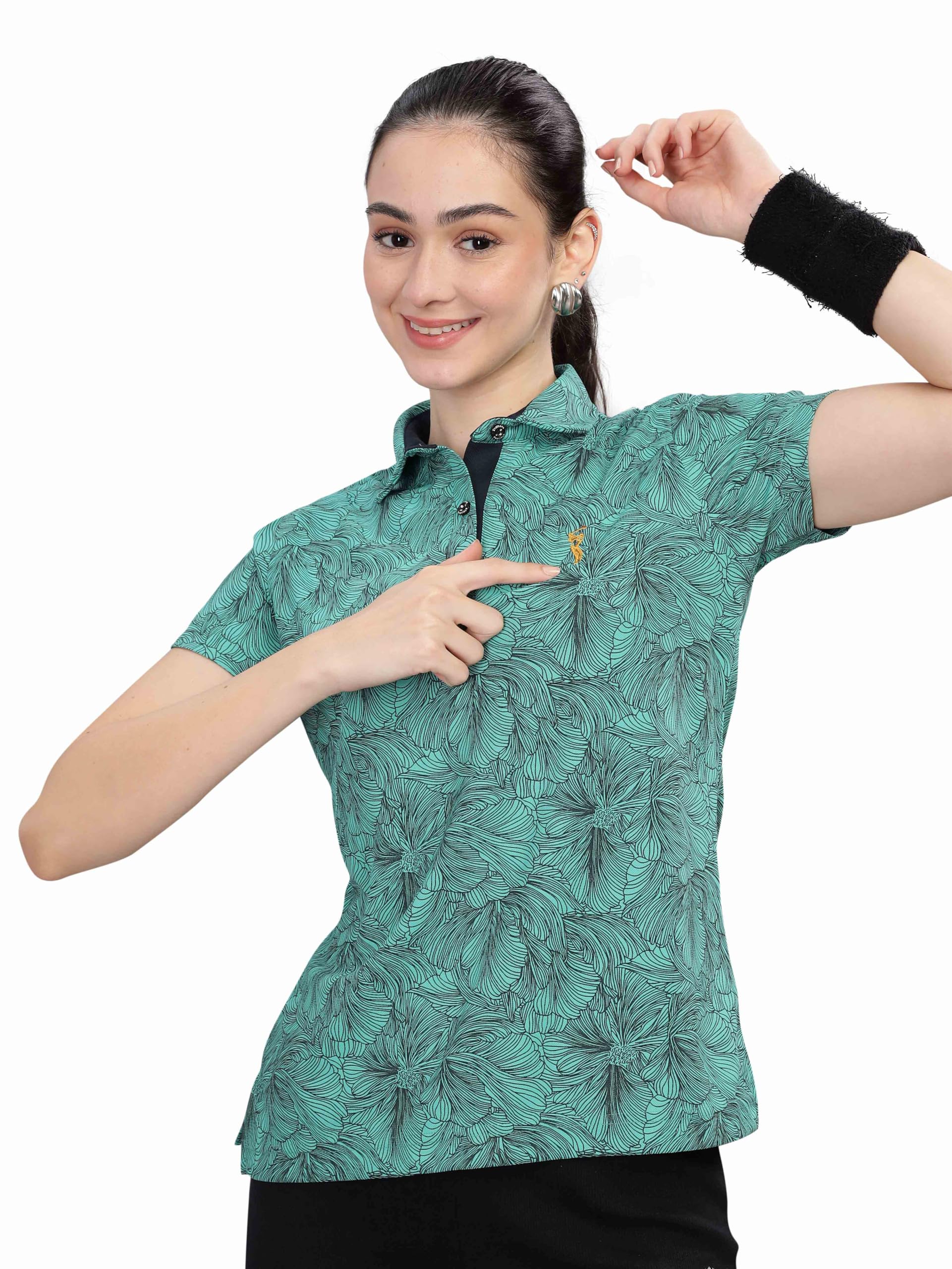stellers Women's Printed Polo Collar T-Shirt| Feather Touch Feel | Warm| Regular Fit| Odour Resistant| Anti-Static| Wrinkle Free | Quick Dry | Stretchable | Lightweight | Sweat-Proof-picture-19