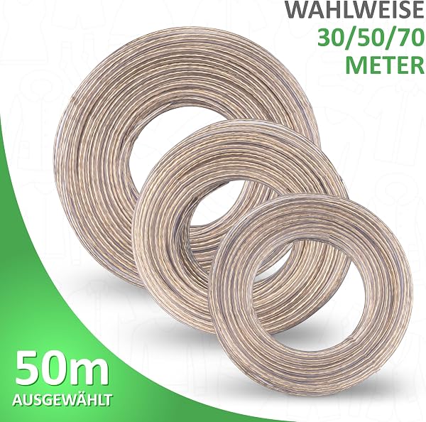 SimplySmooth Wäscheleine 50m - Wäscheseil mit Stahlkern in 3 Längen - Stabile Wäsche Leine extra stark - für Wäschespinne, Garten & Camping - Outdoor - 3