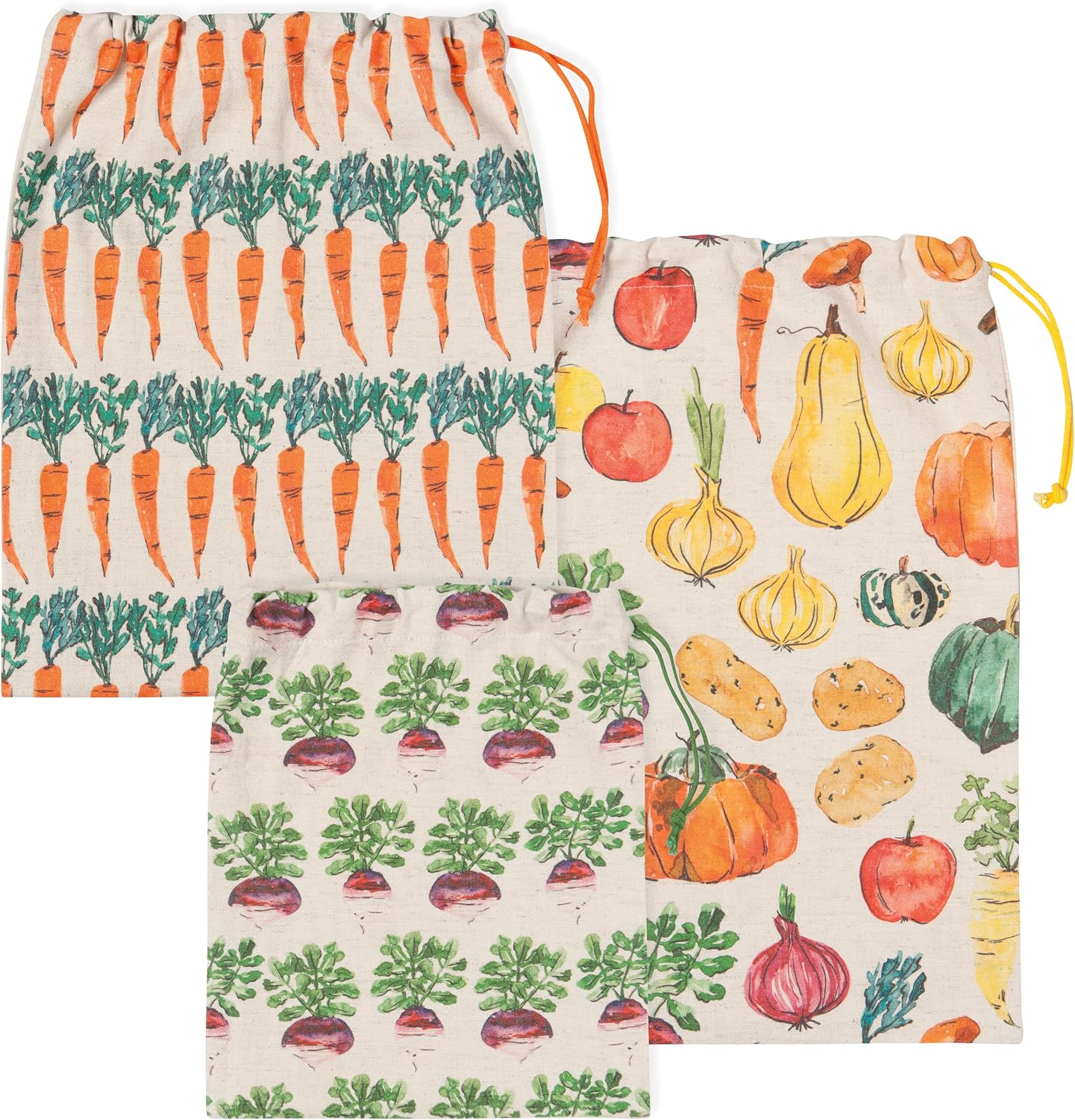 Now Designs Veggie Stand Reusable Produce Bags Set of 3 - Washable, Durable Storage Solution