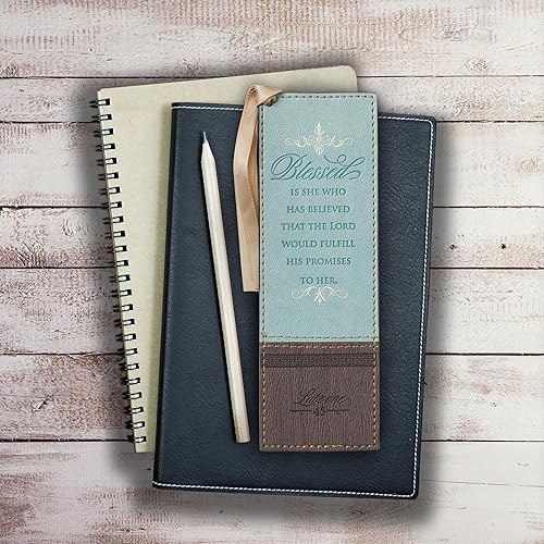 Miniatura 37 de Christian Art Gifts - Separador de piel sintética con cinta de satén y verso bíblico inspirador para mujeres y hombres, Marrón - Proverbios 31 Mujer