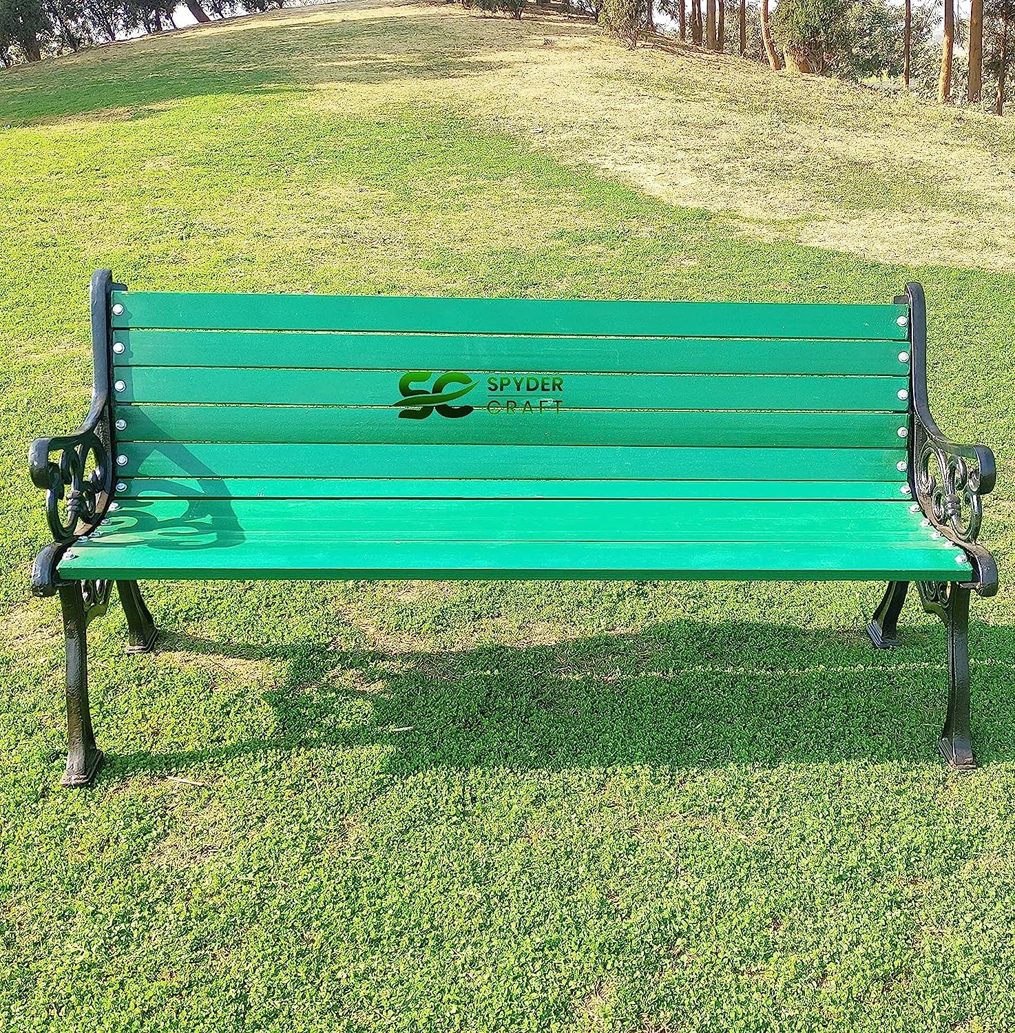 TRADE CRAFT Royal Cast Iron Metalic 3 Seater Metal Bench for Garden Bench for Indoor & Outdoor Park Patio Bench Living Room Terrace Balcony (Green)