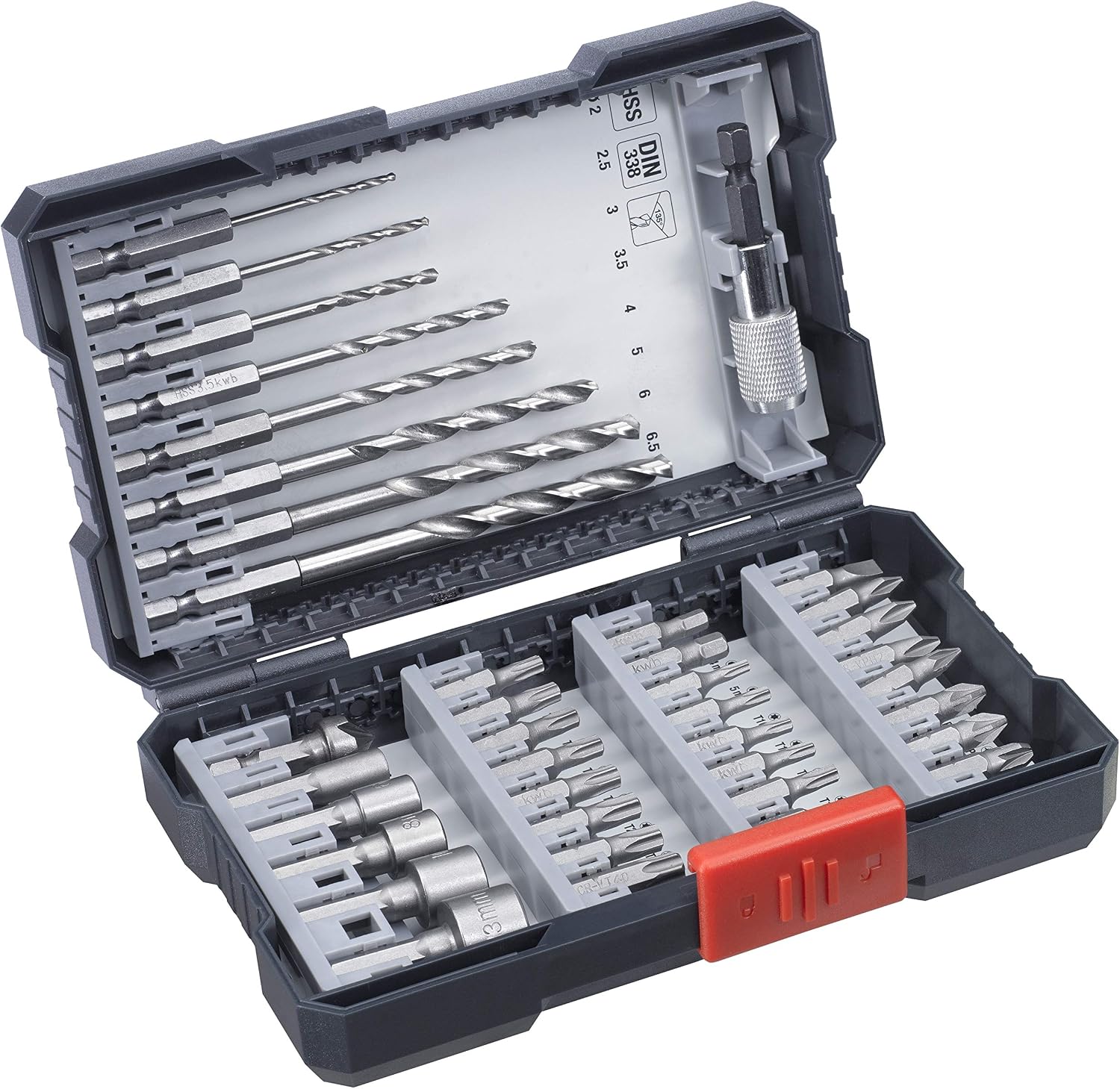 Original Einhell 39-Piece Bit and Drill Bit Set (8x Drills, 24x Bit, 5x Socket Spanner Insert, 1x Countersink - Image 3