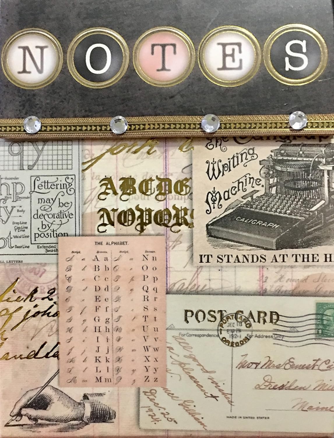 Punch Studio Gold Foil & Gem Embellished Pocket Notepad ~ Vintage ...