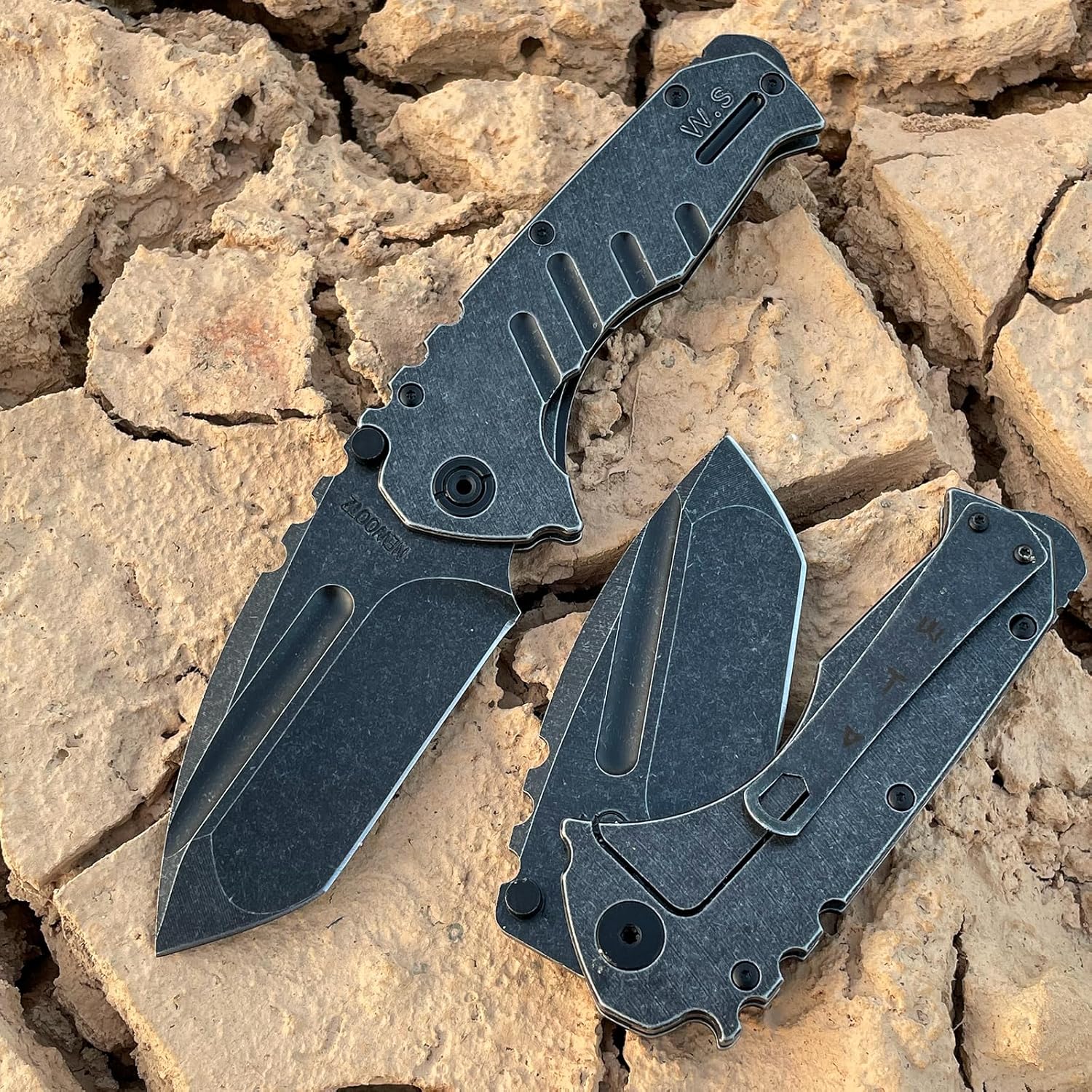 AUS-8 Blade Stone Wash Steel Handle Outdoor Camping Pocket Folding Knife EDC Portable Climbing Sharp