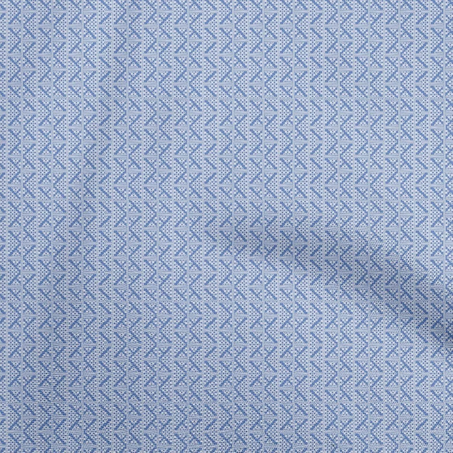 oneOone Cotton Flex Turquoise Blue Fabric Geometric Sewing Material Print Fabric By The Yard 40 Inch Wide-8