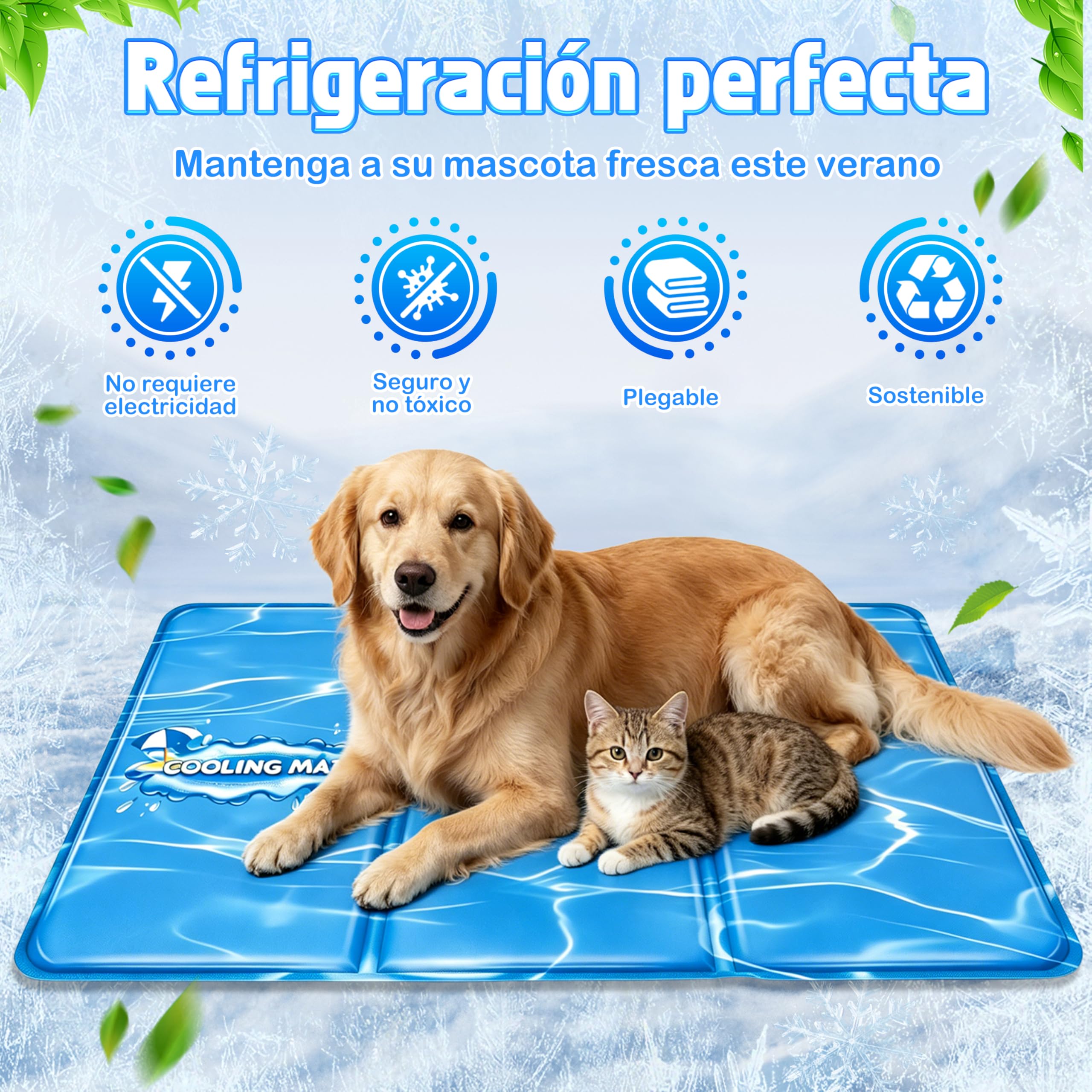 IEEILULU Alfombrilla Refrescante para Perros Gatos, Cama Refrescante Perro con Bolsa, Antidesgarros y Fácil Limpieza, Ideal para Mascotas en Verano Interior, Exterior y Coche (X-Large)