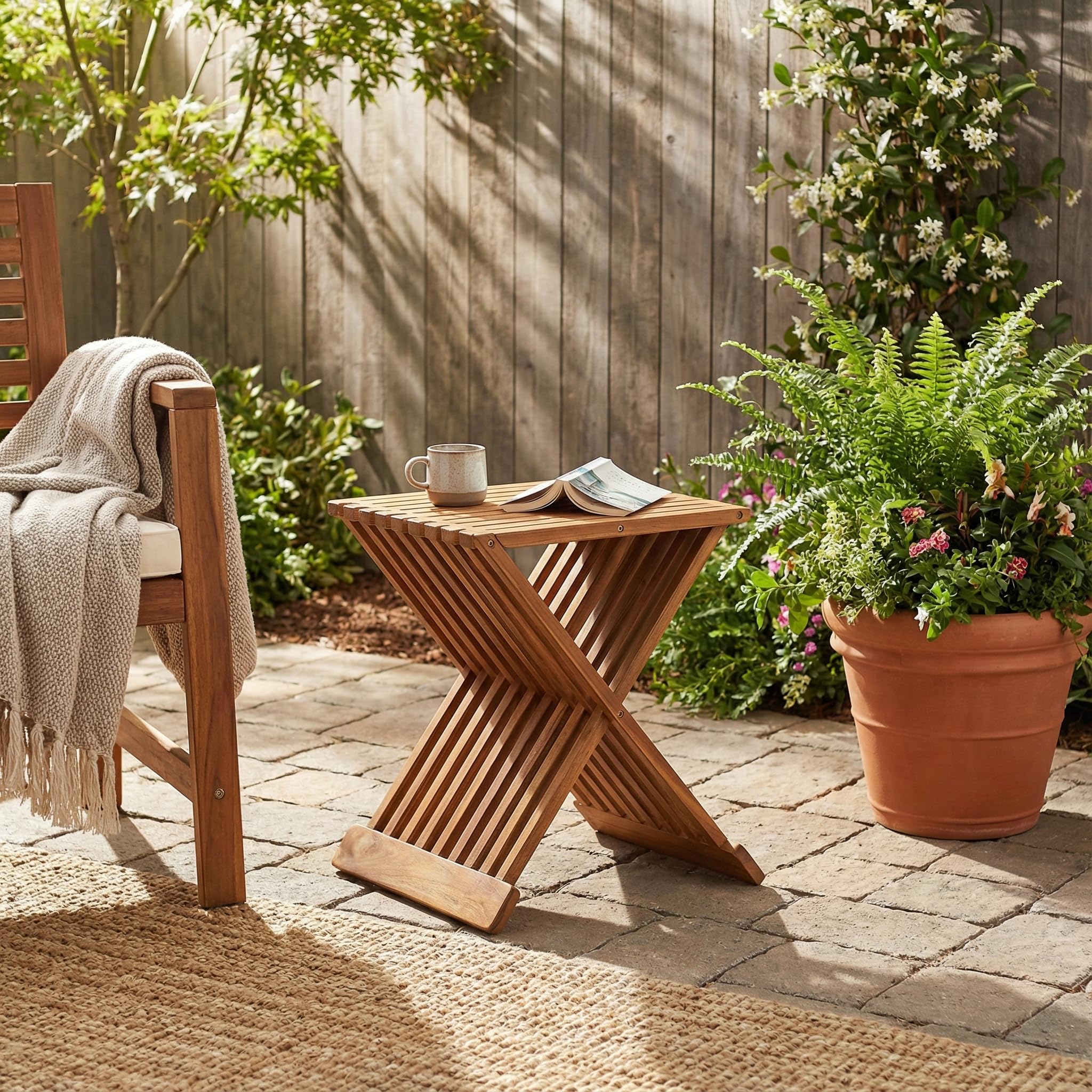 Amazon.com: Bare Decor Rocco Folding Stool in Solid Teak Wood