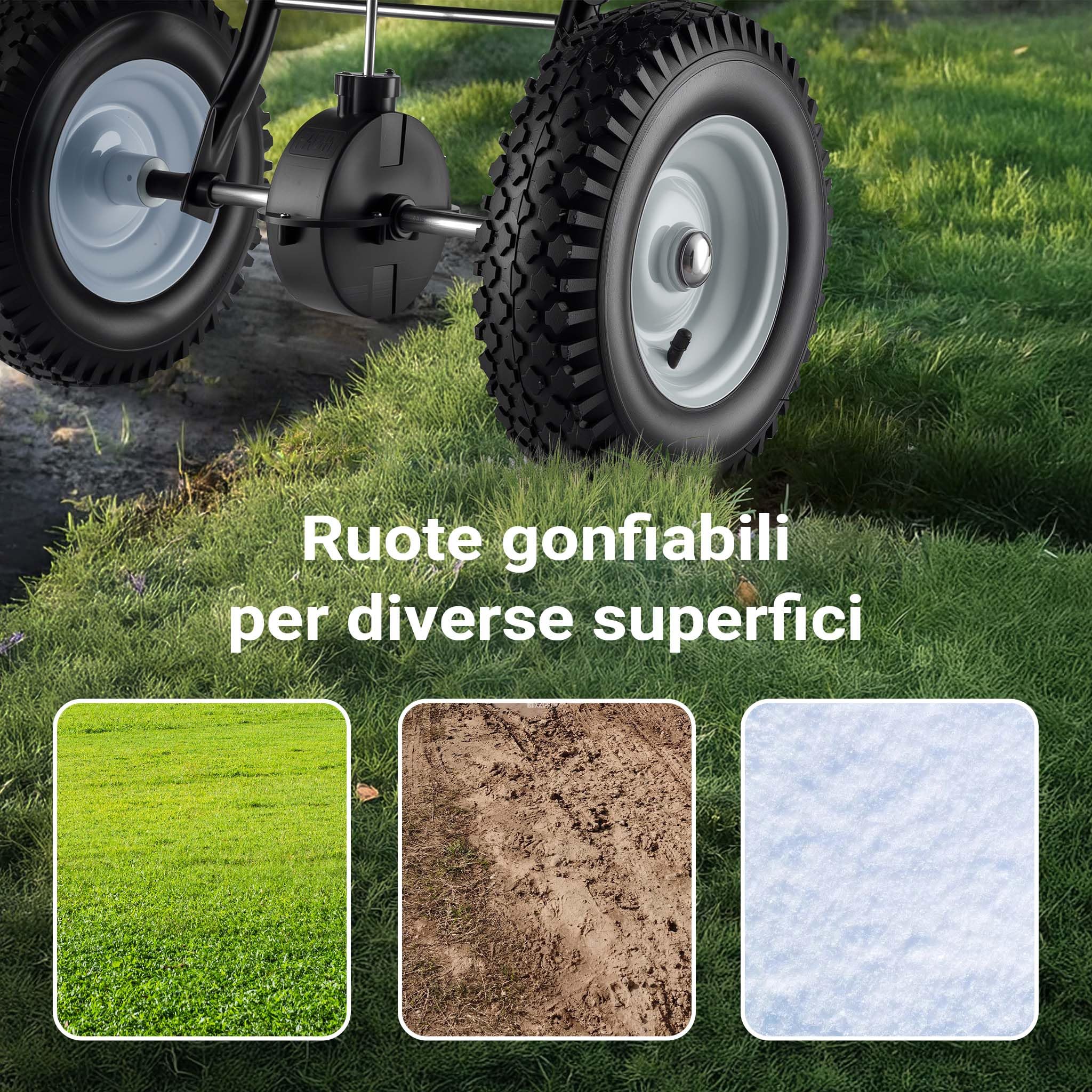 Wiltec GT1507 Carrello spargitore trainato da 29 l per trattorini Spandiconcime Spargisale