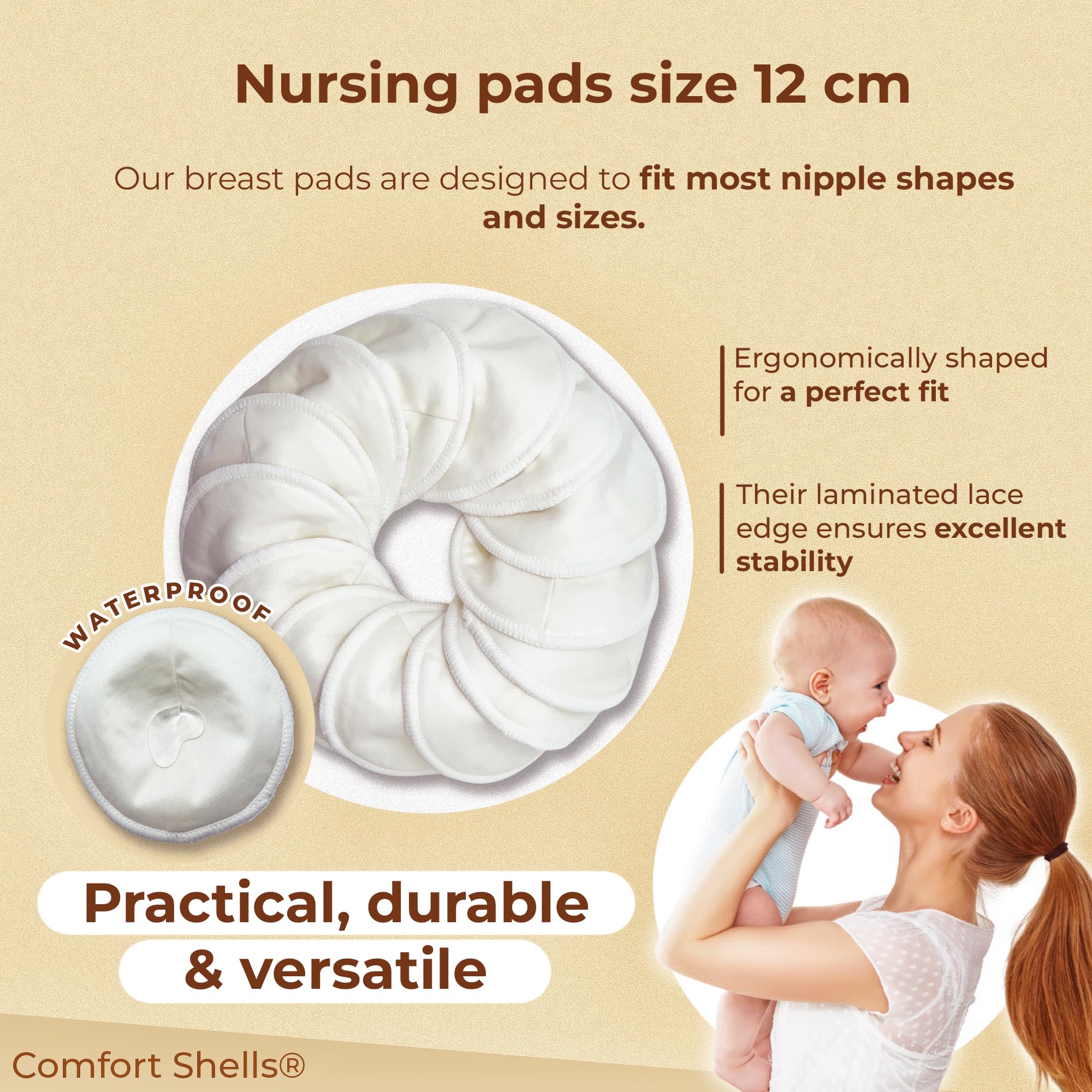 Lot de 14 Coussinets d'allaitement lavables en Fibre de Bambou + Sac de Lavage + Bracelet de Maintien | Protège & absorbes Les pertes de Lait | Antibactériens & Hypoallergéniques