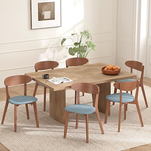 Miniatura 12 de Juego de 4 sillas de comedor, silla de comedor de madera maciza sin reposabrazos, silla de comedor estilo de mediados de siglo moderno con cojín de
