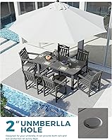Vista 4 de Ciokea HDPE - Juego de comedor al aire libre, juego de mesa y sillas de patio de 7 piezas con agujero para paraguas, juegos de comedor de patio