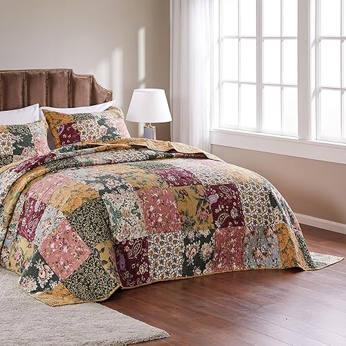 Vista 18 de Greenland Home - Juego de ropa de cama (3 piezas), diseño envejecido, Algodón, King