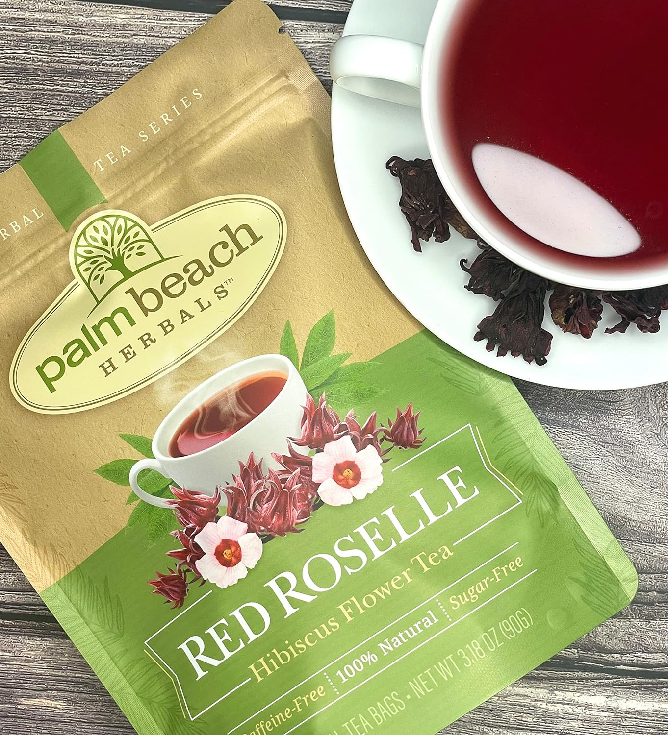 Palm Beach Herbals - Red Roselle Hibiscus Flower Tea, 30 Teabags | Caffeine-Free (Pack of 2)