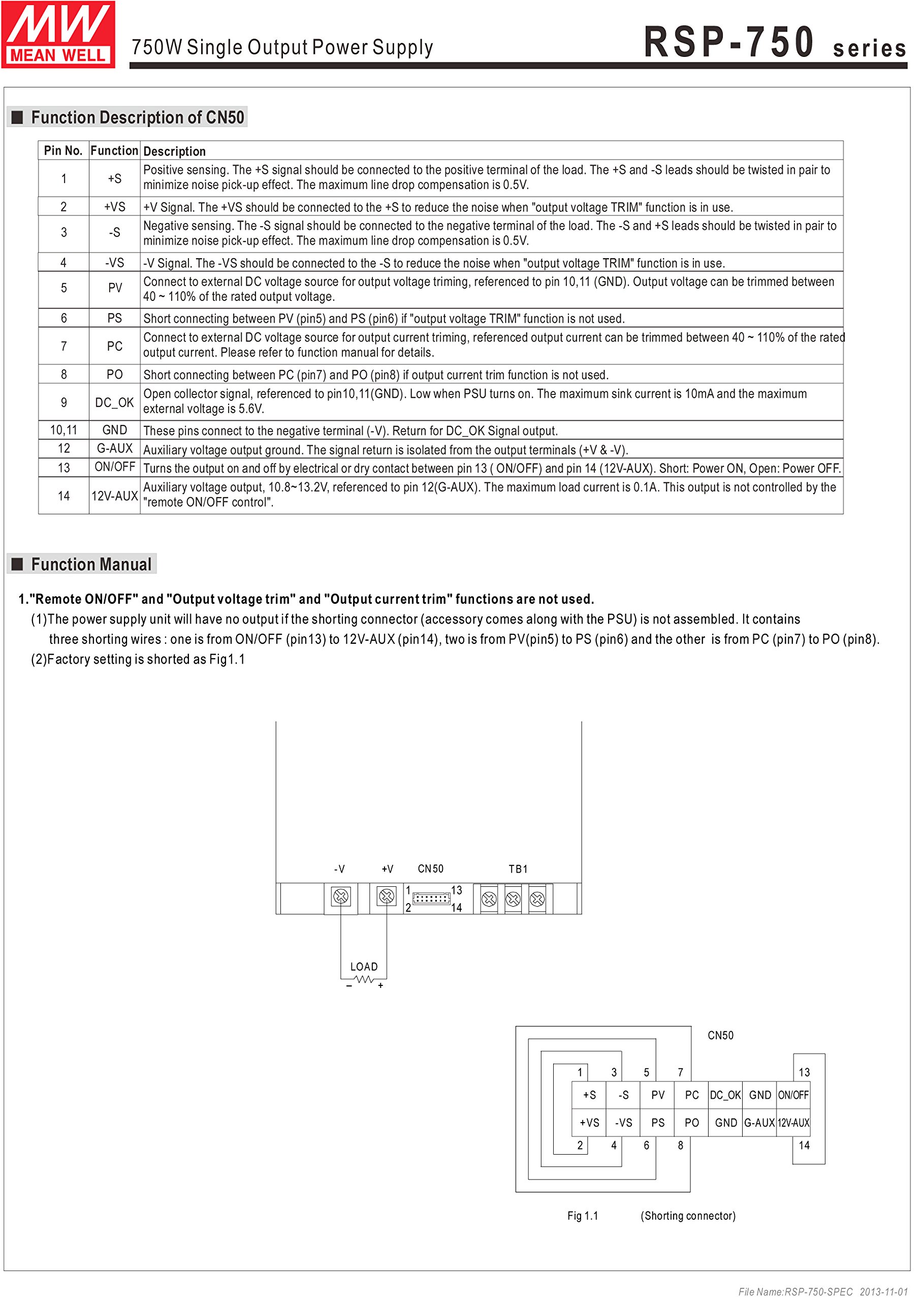 Amazon | Mean Well RSP-750-48 RSPシリーズ 48V 15.7A 753.6W AC/DC