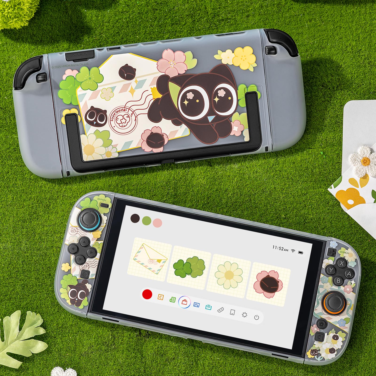 GeekShare Coque de protection rigide compatible avec Switch 2, Kawaii Cartoon Switch 2 Coque de protection compatible avec la station d'accueil, design anti-rayures et amortissant les chocs, message
