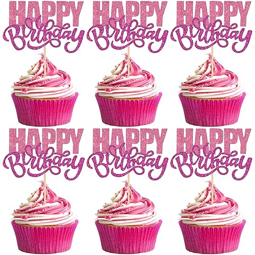 Miniatura 8 de 24 piezas de decoración para cupcakes de cumpleaños con purpurina de doble capa para celebrar el tema de baby shower, niños y niñas, cumpleaños,