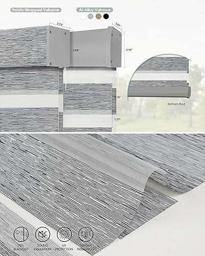 Miniatura 5 de Yoolax Persianas motorizadas de cebra compatibles con Alexa, filtran la luz, persianas traslúcidas de doble capa para día y noche, tamaño