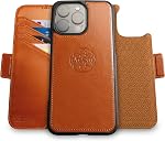 Dreem Wallet Case for iPhone 16 Pro, Revolutionary Vert/Hor Phone Stand, Magnetic Detachable Vegan Leather Flip Cover RFID Blocking Card Holder, MagSafe-Fit, Gift Box [Fibonacci: Caramel]