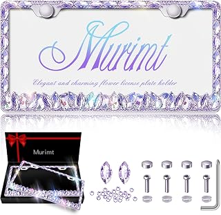 Purple Bling License Plate Frames 2 Pack Rhinestone Bling License Plate Sparkle Front License Plate Holder Cover Custom Glitter License Plate Frame Bling Car Accessories for Women