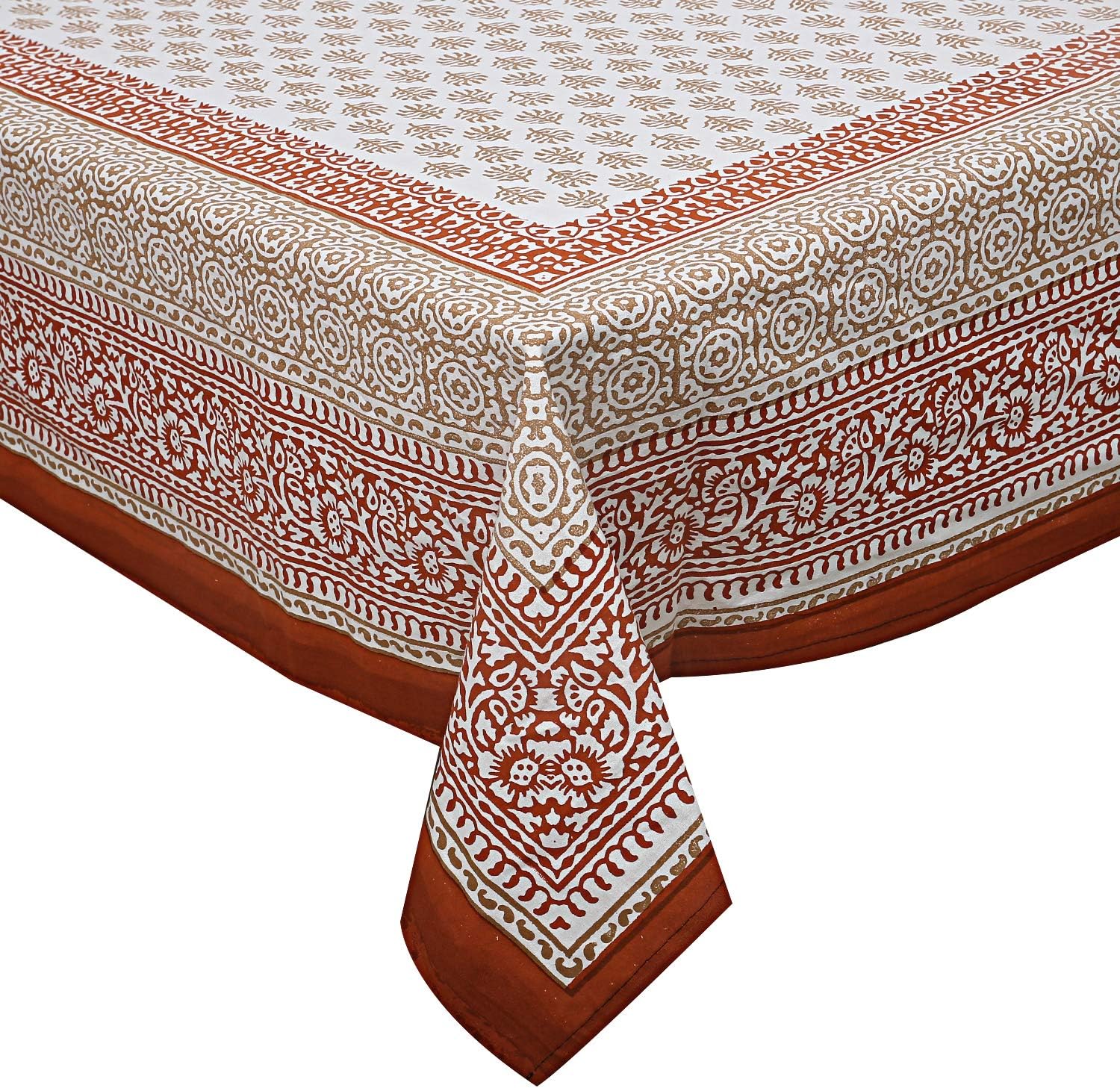 Texstylers Cotton Rectangular 60x90 Inches 6 Seater Dining Table Cloth Cover (Brown)