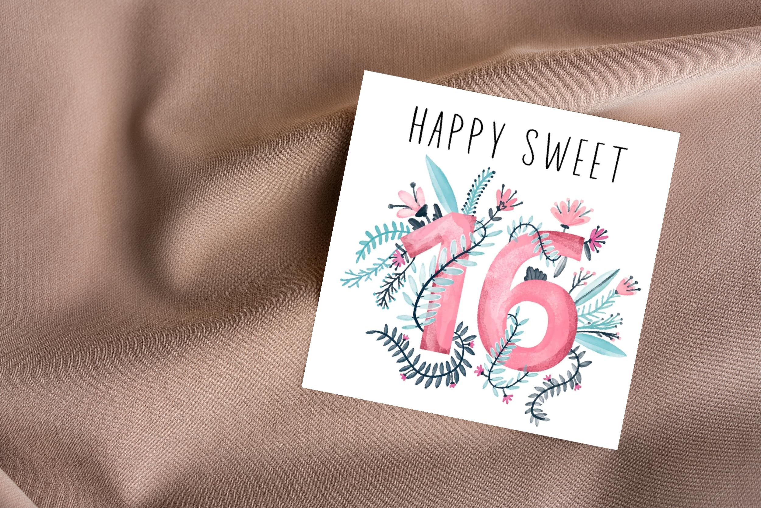 WBdesignz Biglietto D'Auguri Floreale Con Busta – Per Il 16° Compleanno (Happy Sweet 16) - 2