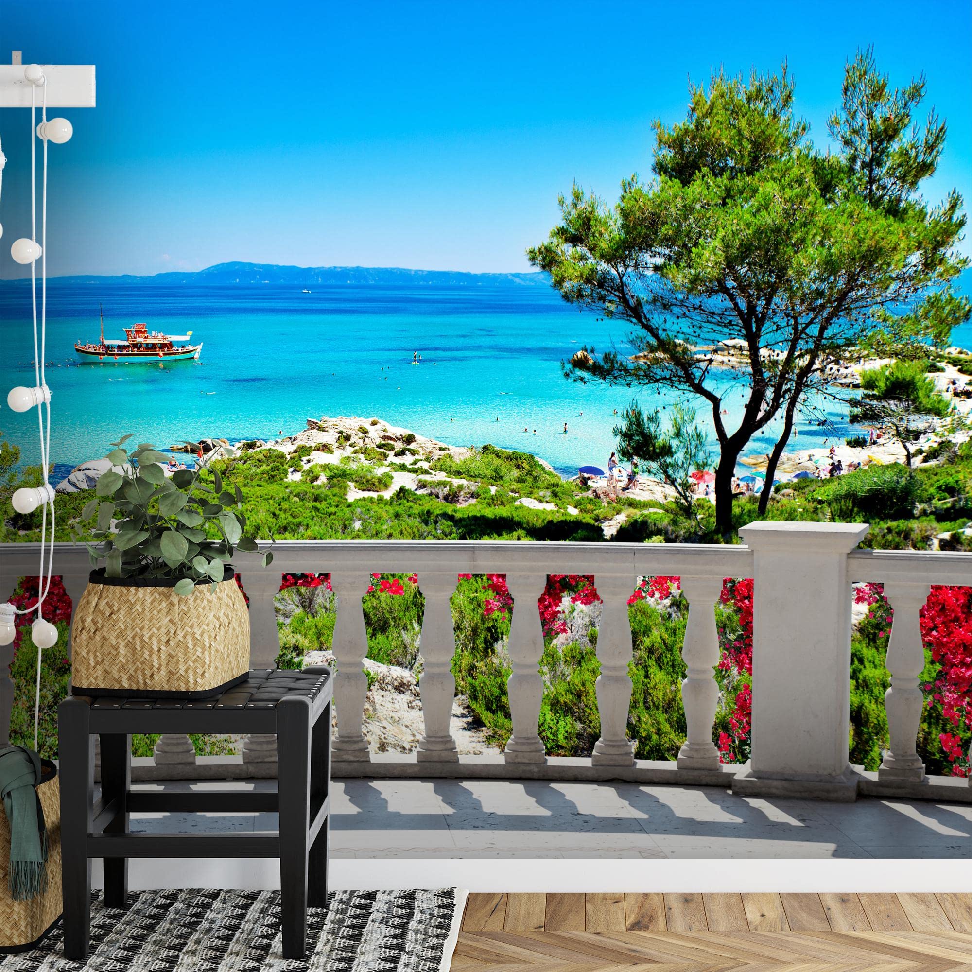 Runa Art Carta da parati fotografica Mar dei Caraibi 352 x 250 cm Vello Sfondo Murale XXL Moderne Decorazione Soggiorno Camera De Letto Sala Ufficio blu verde 9029011c