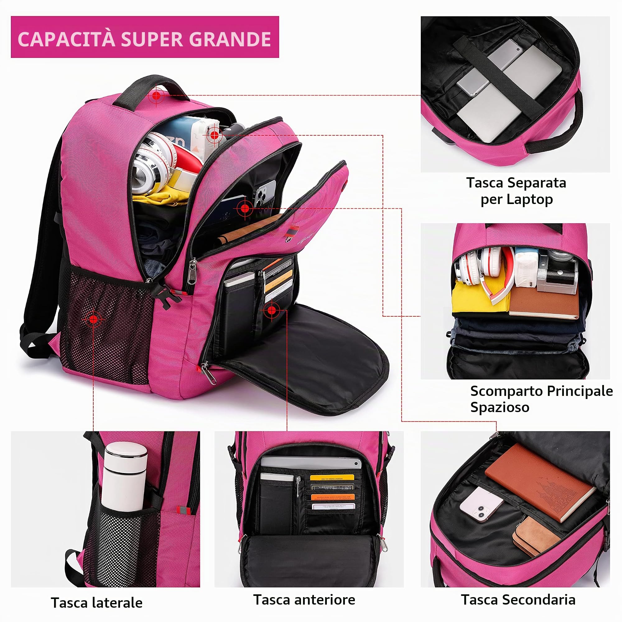 Cafele Zaino del Computer Portatile, Grande TSA 17,3 Pollici di Viaggio Portare su Zaino, Borsa per Studenti Universitari con Porta USB, Zaino della Scuola per Adolescenti Uomini Donne
