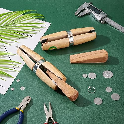 Miniatura 6 de PH PandaHall Paquete de 2 anillos de madera con abrazadera de anillo de joyero, herramienta de mano para pulir, reparar anillos, vicio con cuña de