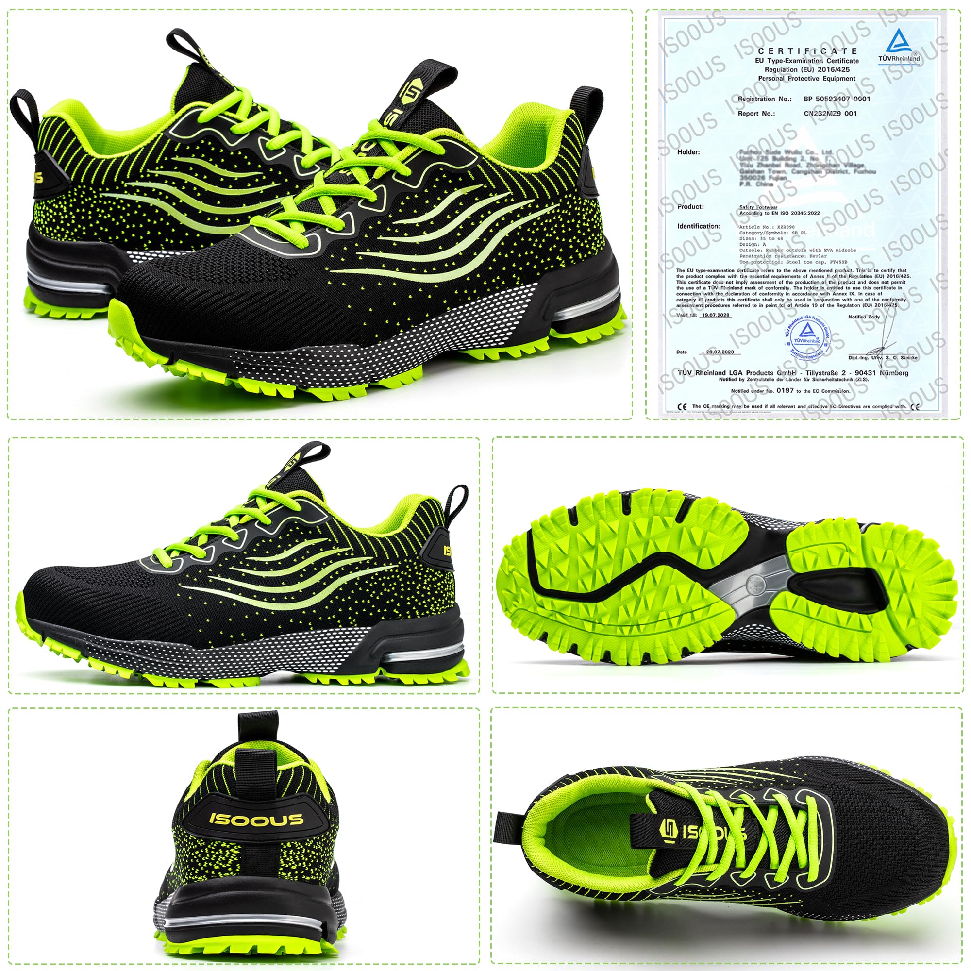 ISOOUS Sicherheitsschuhe Herren Damen Arbeitsschuhe Leicht Atmungsaktiv rutschfest Stahlkappe Schutzschuhe