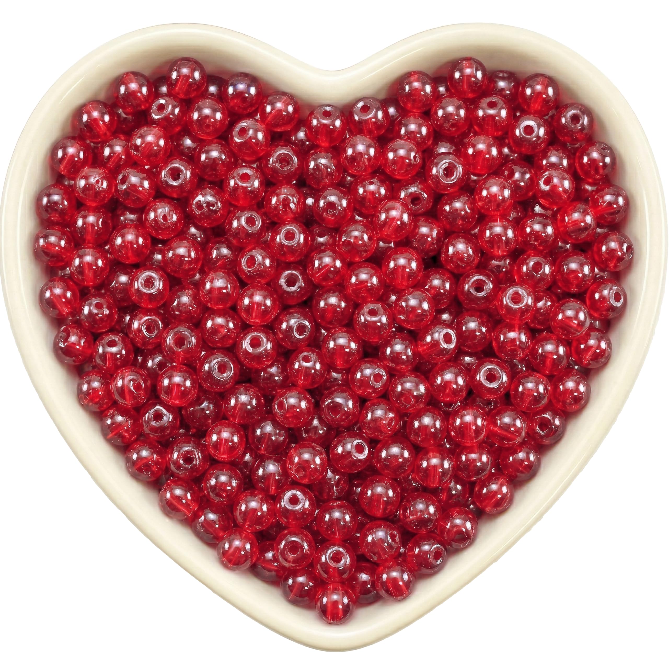 INDIKONB Transparent Glass Round Pearl Beads | 6mm Multicolor Beads for Bracelet, Necklace, Mala Making | Pack of 300 for Jewellery Craft (Red)-image-24