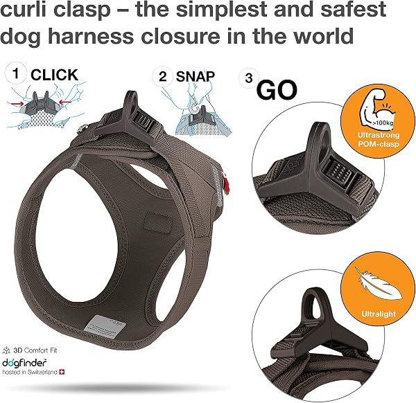 Vest Harness curli Clasp Air-Mesh Brown 2XS - 3