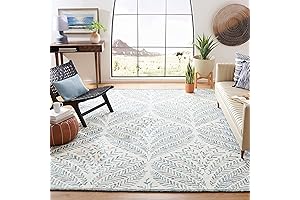 Safavieh Capri Collection 3' Square Ivory/Blue Ikat AREA RUG