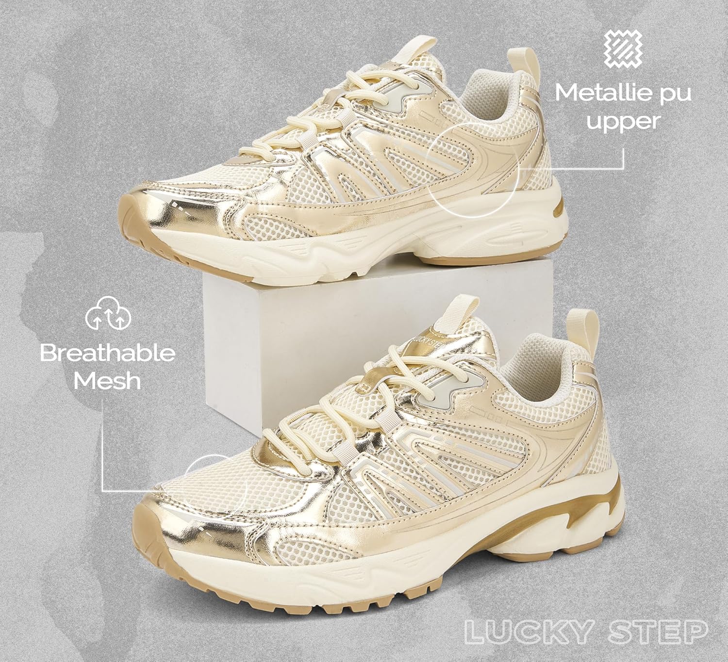 LUCKY STEP Women's Chunky Fashion Sneakers Casual Running Shoes Tennis Workout Sport Work Trendy Athletic Gym Mesh Walking Tennis Shoes - Image 4