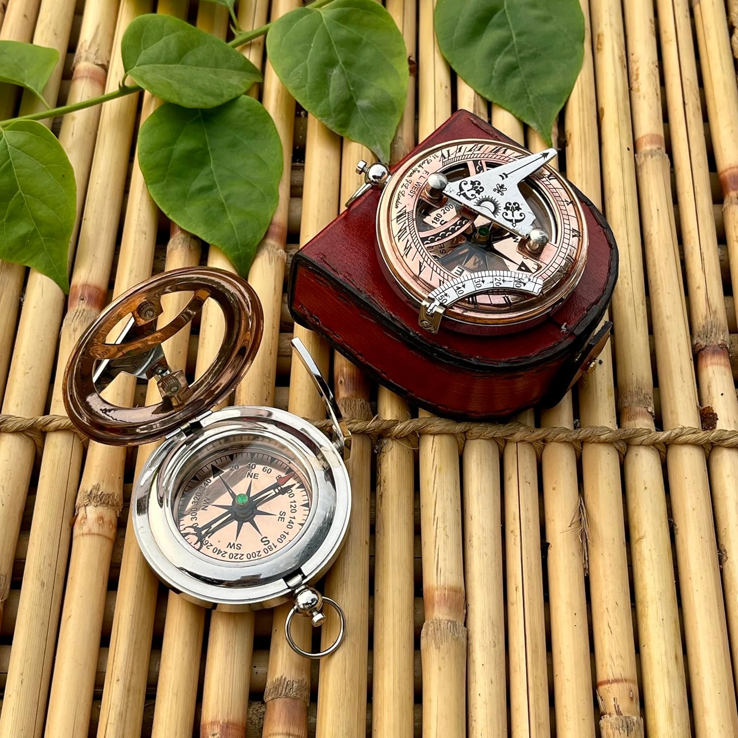 Compass, Personalized Engraved Working Custom Sundial Clock, Wedding Gift, Groomsmen Gift, Keepsake, Christmas, Baptism, Graduation, Anniversary, Fathers Day, Mothers Day (Silver Cooper Finish)