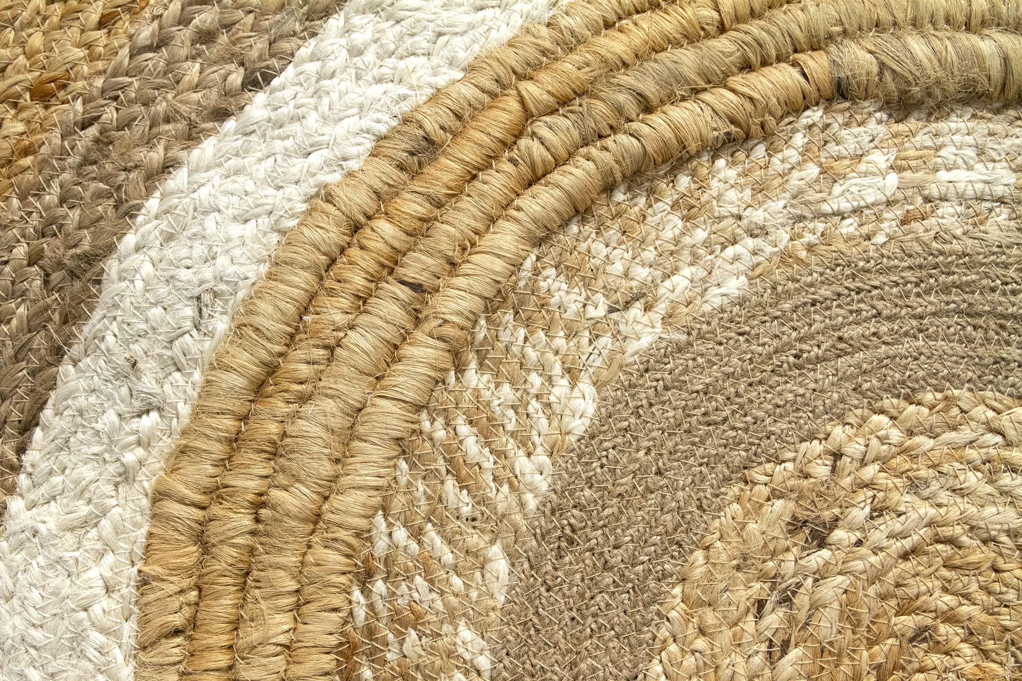 HAMID - Tappeto in Juta Beirut, 100% Fibra di Iuta Naturale, Tappeto Redonda Morbido, Tappeti Tessuto a Mano, Soggiorno, Camera da Letto, Tappeto Corridoio, Naturale (120x120cm)